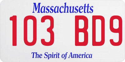 MA license plate 103BD9