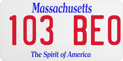 MA license plate 103BE0