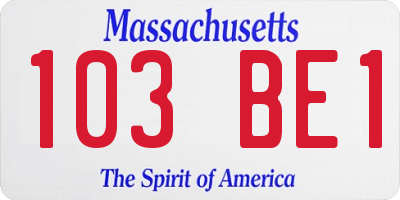 MA license plate 103BE1