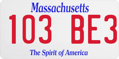 MA license plate 103BE3