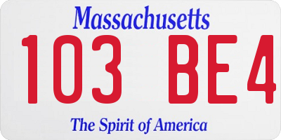 MA license plate 103BE4