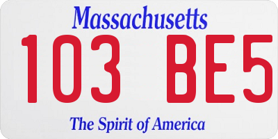 MA license plate 103BE5