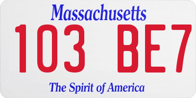 MA license plate 103BE7