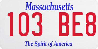 MA license plate 103BE8