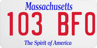 MA license plate 103BF0