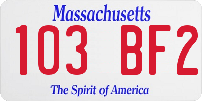 MA license plate 103BF2