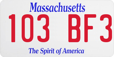 MA license plate 103BF3