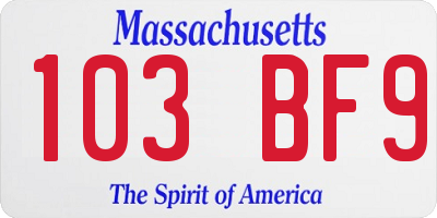 MA license plate 103BF9