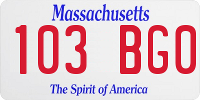 MA license plate 103BG0