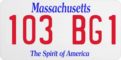 MA license plate 103BG1
