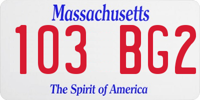 MA license plate 103BG2