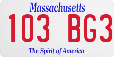 MA license plate 103BG3