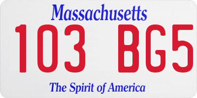 MA license plate 103BG5