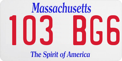 MA license plate 103BG6