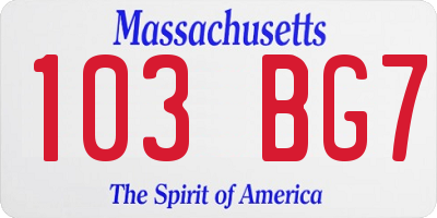 MA license plate 103BG7