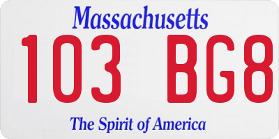 MA license plate 103BG8