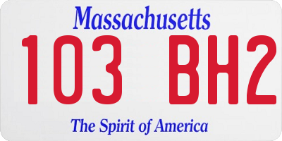 MA license plate 103BH2