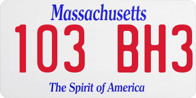 MA license plate 103BH3