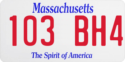 MA license plate 103BH4