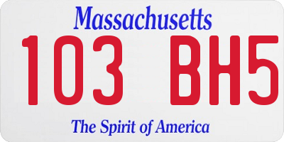 MA license plate 103BH5