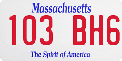 MA license plate 103BH6