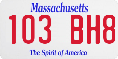 MA license plate 103BH8