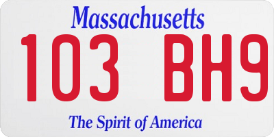 MA license plate 103BH9