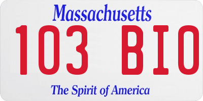 MA license plate 103BI0