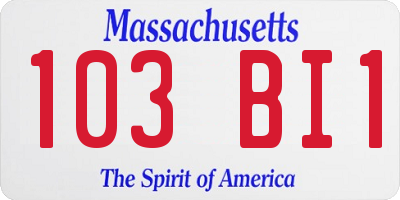 MA license plate 103BI1