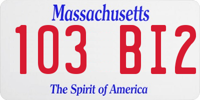 MA license plate 103BI2