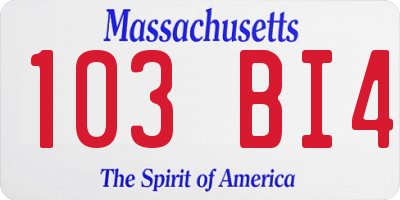 MA license plate 103BI4