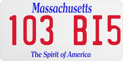 MA license plate 103BI5