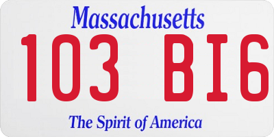 MA license plate 103BI6
