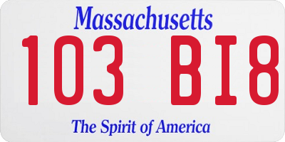 MA license plate 103BI8