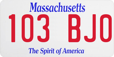MA license plate 103BJ0