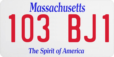 MA license plate 103BJ1