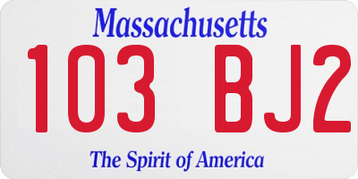 MA license plate 103BJ2
