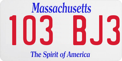 MA license plate 103BJ3