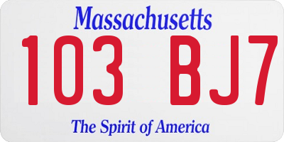 MA license plate 103BJ7