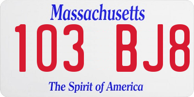 MA license plate 103BJ8