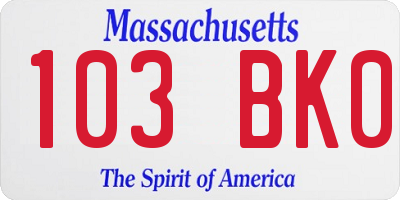 MA license plate 103BK0