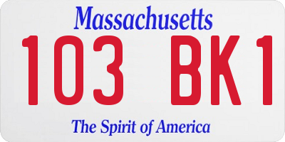 MA license plate 103BK1