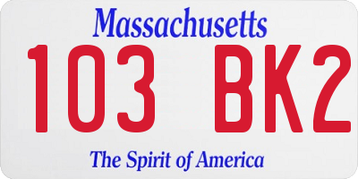 MA license plate 103BK2
