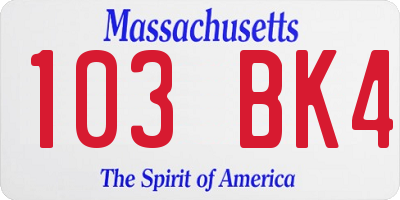 MA license plate 103BK4
