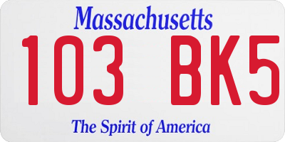 MA license plate 103BK5