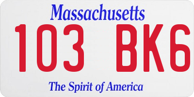 MA license plate 103BK6