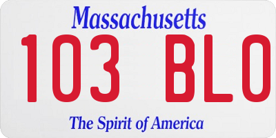 MA license plate 103BL0