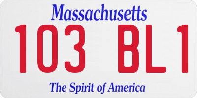 MA license plate 103BL1
