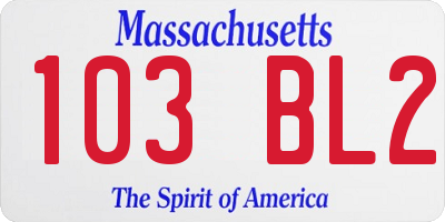 MA license plate 103BL2