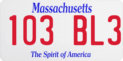 MA license plate 103BL3
